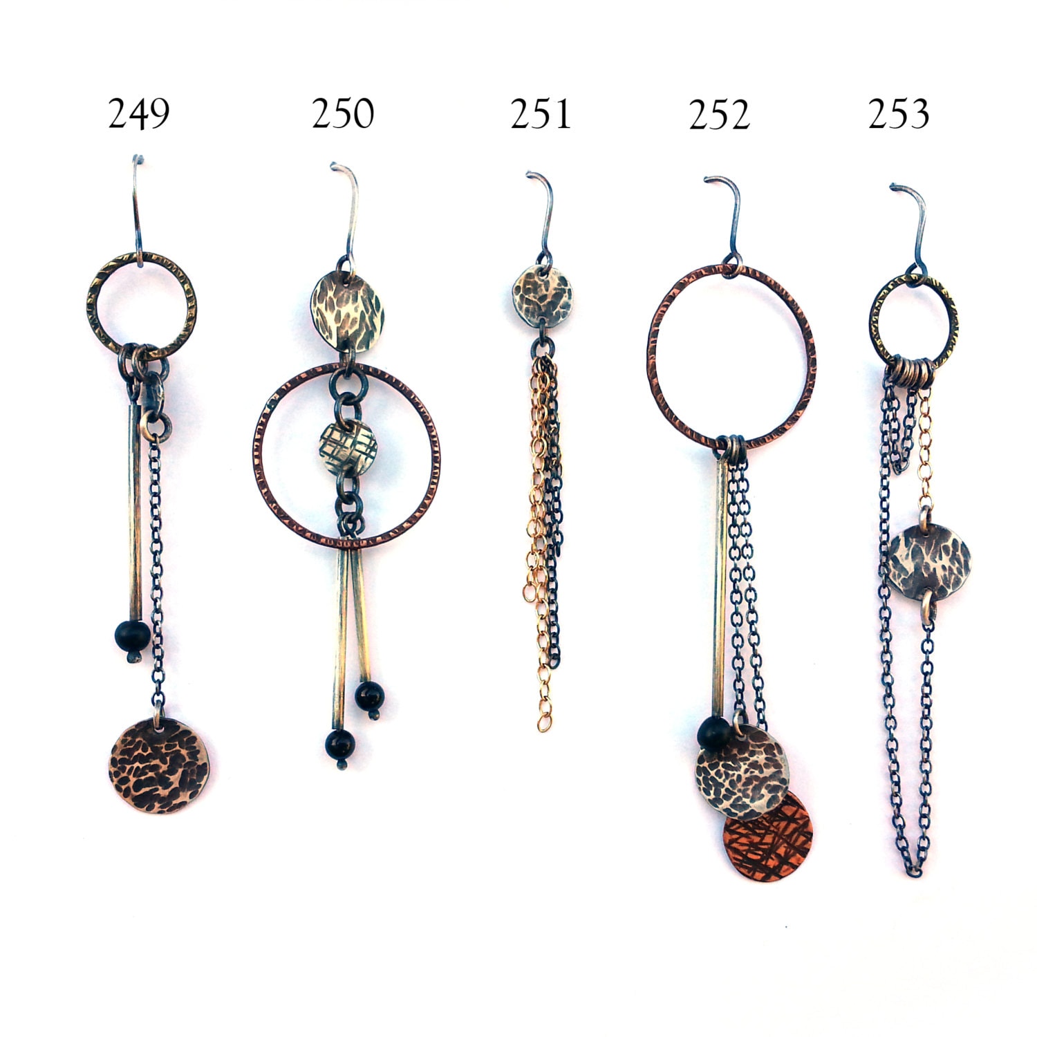 Single Earring, Earring A Day #249-253/365: Copper, Brass