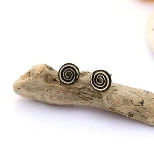 Spiral Earrings, Sterling Silver Post Earrings, Geometric Stud Earrings, Oxidized Silver Swirl Earrings, Beach Jewelry, Bohemian Jewelry image 5