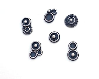Asymmetric Sterling Silver Stud Earrings: Oxidized Geometric Jewelry