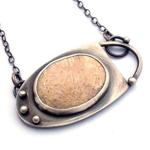 Fossilized Coral Sterling Silver Necklace: Space Inspired Artisan Jewelry