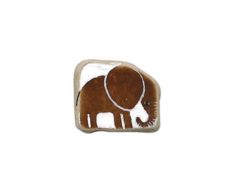 Tiny Healing Shard, Brown Beach Pottery Elephant
