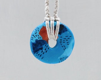 Sculpted and Painted Necklace, Handmade, One of a kind