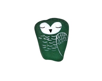 Healing Shard - Painted Beach Glass Owl