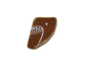 Healing Shard, Brown Beach Pottery Owl