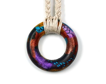 Sacred Circle Necklace - Handpainted on Wood