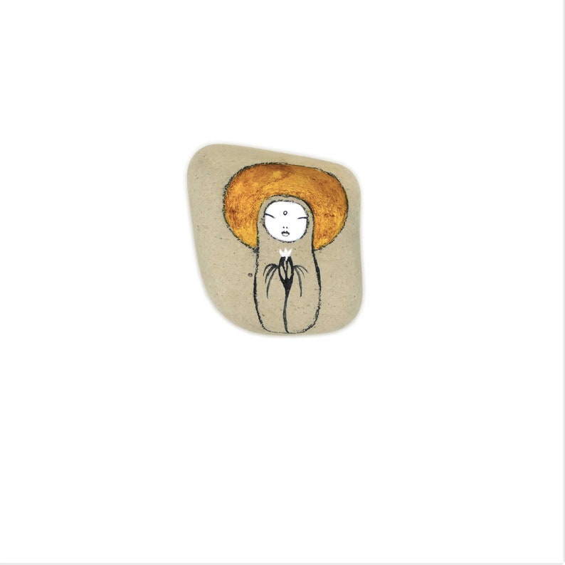 Protection Gold Beach Pottery Jizo Bodhisattva Icon Golden Halo Healing Shard Flower Meditation Robe Lotus Compassion
