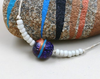 Gratitude Bead, Sculpted and Painted Necklace, Handmade, One of a kind