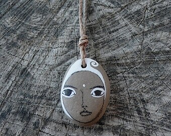 Beach Stone Kanzeon Bodhisattva Necklace (Kuan Yin - The Bodhisattva of Compassion)