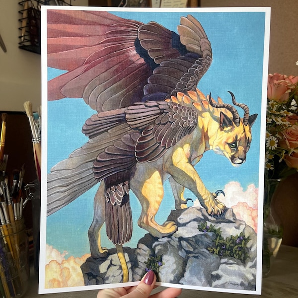 Griffin Art Print, High-Quality Linen