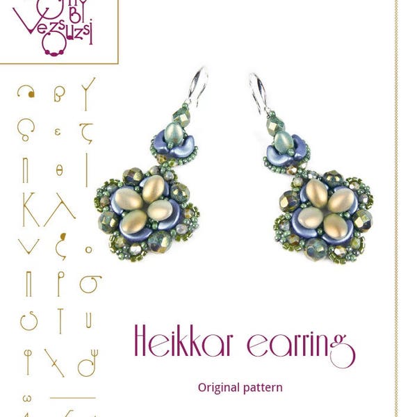 Beading tutoriel / motif Heikkar boucles d’oreilles avec perles de Arcos. Perles d’instruction en PDF – pour un usage personnel seulement