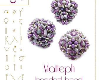 Beading pattern Matteph Beaded Bead Pattern with two hole rulla beads- PDF instruction for personal use only