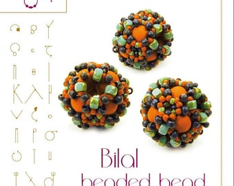 Beading tutorial / pattern Bilal Beaded Bead Pattern with two hole lentil beads – PDF instruction for personal use only