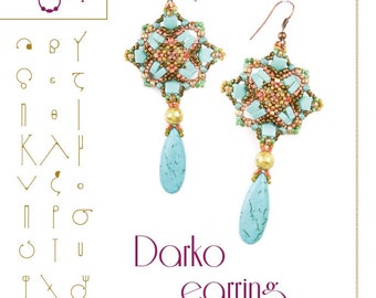 Darko earring Pattern with half tila beads - PDF instruction for personal use only