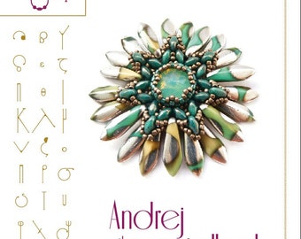 Pendant tutorial / pattern Andrej with superduo and petals beads – PDF instruction for personal use only