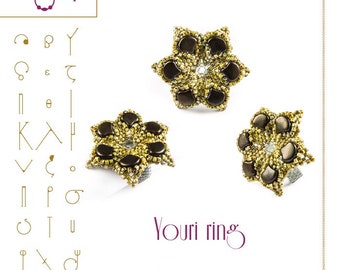 Beading tutorial / pattern Youri ring with Ginkgo beads. Beading instruction in PDF – for personal use only
