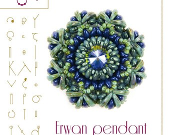 Beading tutorial / pattern Erwan pendant with crescent beads. Beading instruction in PDF – for personal use only