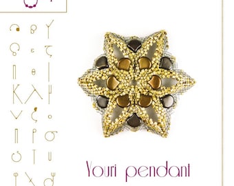 Beading tutorial / pattern Youri pendant with Ginkgo beads. Beading instruction in PDF – for personal use only