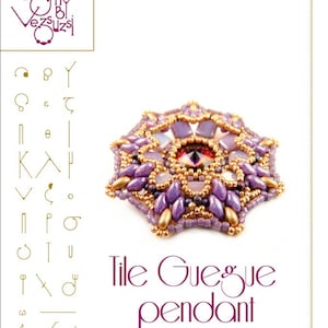 Pendant tutorial / pattern Tile Guegue with superduo beads..PDF instruction for personal use only