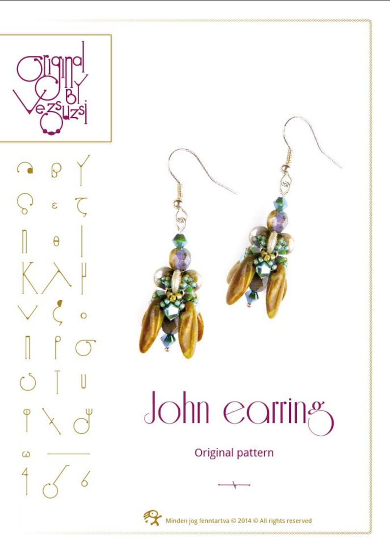 John earring Pattern with lentil PDF instruction for personal use only image 1