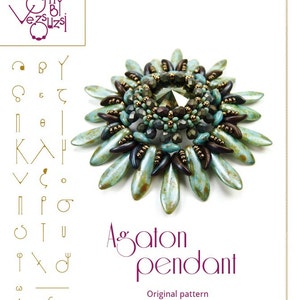 pendant tutorial / pattern Agaton pendant with Crescent beads – PDF instruction for personal use only