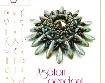 pendant tutorial / pattern Agaton pendant with Crescent beads – PDF instruction for personal use only