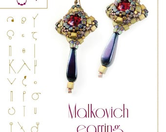 Beading tutorial Earring tutorial / pattern Malkovich earring..PDF instruction for personal use only