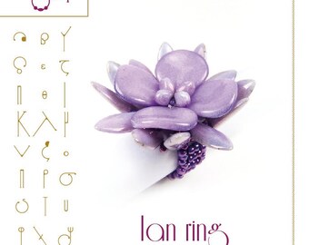 Beading tutorial / pattern Ian ring with Rose petal Beading instruction in PDF – for personal use only