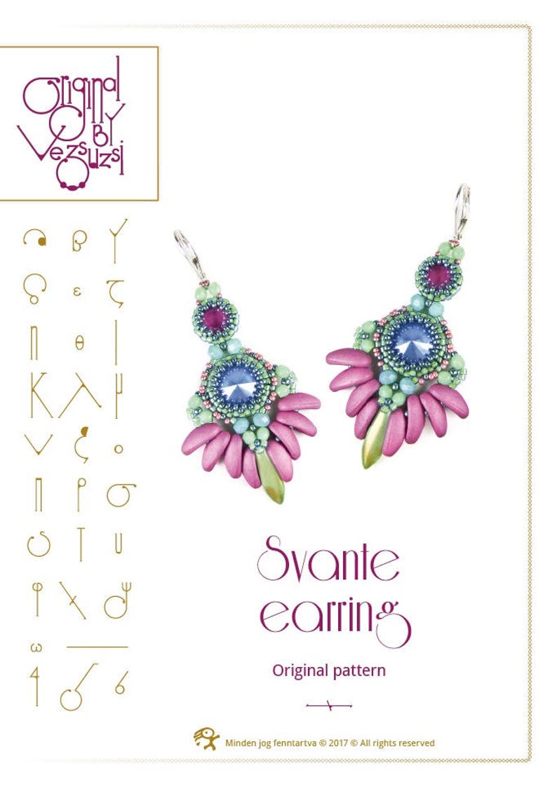 Beading tutorial / pattern Svante earrings Beading instruction in PDF for personal use only image 1