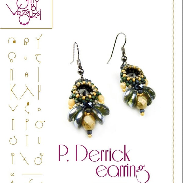 bead pattern P. Derrick  earring with Piggy beads...PDF instruction for personal use only