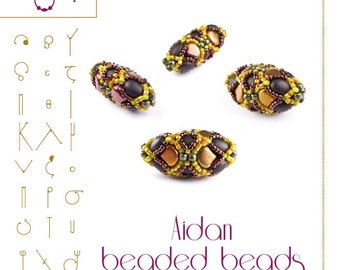 Beading tutorial / pattern Aidan beaded bead with Samos bead Beading instruction in PDF – for personal use only