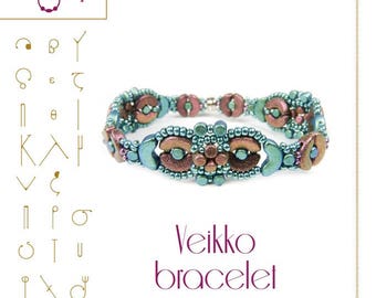 Beading tutorial / pattern Veikko bracelet with Arcos beads. Beading instruction in PDF – for personal use only