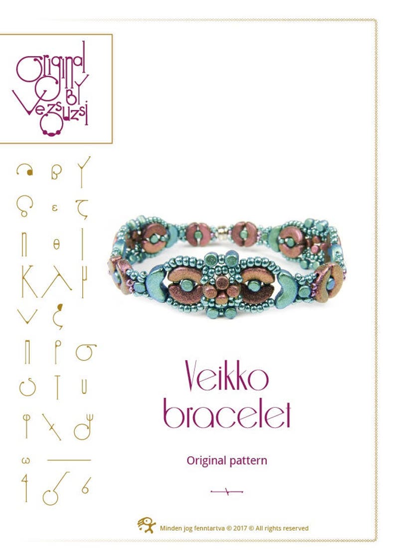 Beading tutorial / pattern Veikko bracelet with Arcos beads. Beading instruction in PDF for personal use only image 1