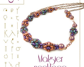 Beading tutorial / pattern Malgier necklace with crescent beads… PDF instruction for personal use only