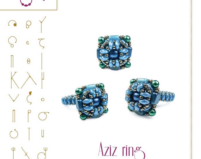 Beading Pattern Aziz Ring Pattern With Tile Beads – PDF Instruction for ...