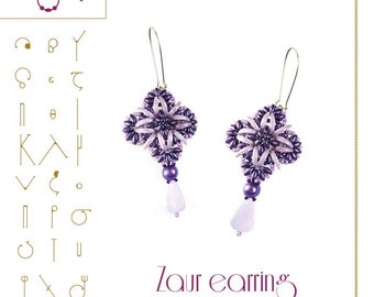Beading tutorial / pattern Zaur earring Beading instruction in PDF – for personal use only