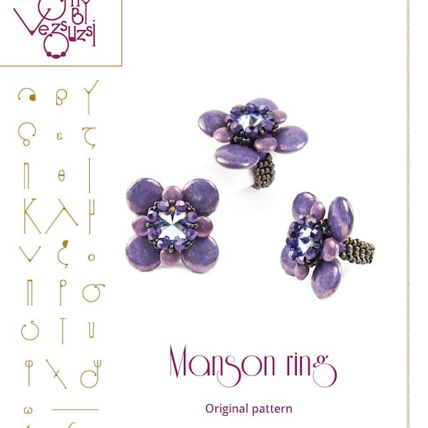 Ring tutorial / pattern Manson ring with lentil beads ..PDF instruction for personal use only