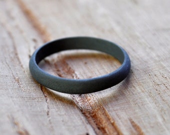 Oxidised Sterling Silver Women's Wedding Band. 3mm wide. Black. Grey. Handmade from eco/ethical silver in your custom size.