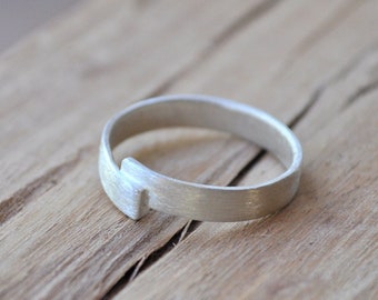 Wrapped Sterling Silver Wedding Ring. 3.7mm wide. Matte Finish in your Custom Size. Handmade wedding band.