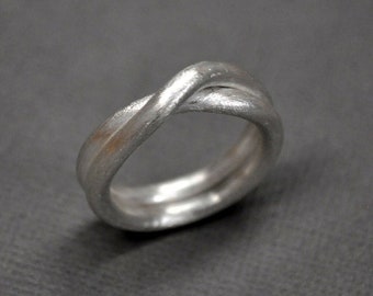 Men's Infinity Ring. Sterling Silver. Heavy, chunky, masculine ring. Wrapped 6mm wide, 3mm high ring. Ethical silver.