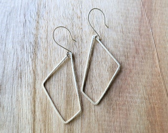 Art Deco Inspired. Minimalist Sterling Silver Earrings. Lightweight, Geometric, Handmade Jewellery. Asymmetrical.