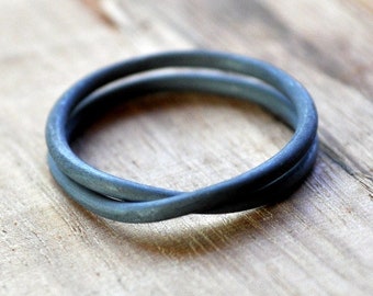 Oxidized Sterling Silver Infinity Ring. Black. Grey. Gunmetal. Handmade in your Size. Women's Wedding Band.