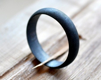 Men's Oxidized Sterling Silver Wedding Band. 5mm | Black Ring | Gunmetal Grey Ring | Modern | Handmade