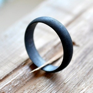 Men's Oxidized Sterling Silver Wedding Band. 5mm Black Ring Gunmetal Grey Ring Modern Handmade image 1