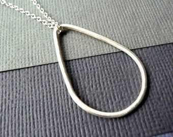 Necklace. Modern Contemporary Simple Sleek Elegant Design. Sterling Silver Jewelry. Handmade by Epheriell on Etsy. Raindrop. Large.