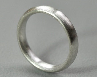 Comfort Fit Wedding Ring. Sterling Silver. 4mm. Matte Finish. Brushed. Eco. Handmade in Australia.