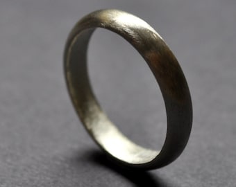 Matte 4mm Sterling Silver Wedding Band. Brushed Finish. Handmade in Your Size. Custom.