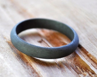 Men's 4mm wide Sterling Silver Wedding Band. Oxidized. Black. Grey. Classic, simple half-round design. Custom Size. Handmade.