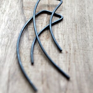 Black Oxidised Streamlined Earrings. Simple Sterling Silver. Modern Contemporary Sleek Elegant Design. image 2