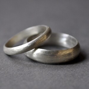 Classic Sterling Silver Wedding Band Set. 5mm & 3mm. Brushed Matte Finish. Handmade in Australia from recycled sterling silver. image 3