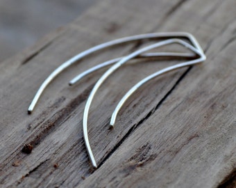 Minimalist Threader Earrings. Streamlined Sterling Silver. Modern, Contemporary, Light-Weight. Ethical Recycled Handmade Jewellery.